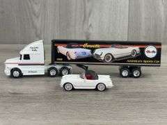 WhiteGMC Integral 1953 Corvette Tractor Trailer Set, 1/64, Ertl, Hamilton Authenticated, Certificate of Authenticity
