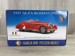 1937 Alfa Romeo 2900B, Red, 1/24, Franklin Mint Precision Models, Certificate Of Authenticity, Collector Portfolio, Outer Shipping Box