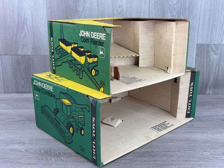 John Deere Titan Combine-1/24, Stock#524 & Corn Planter-1/16, Stock #595 Empty Boxes, Ertl Toys