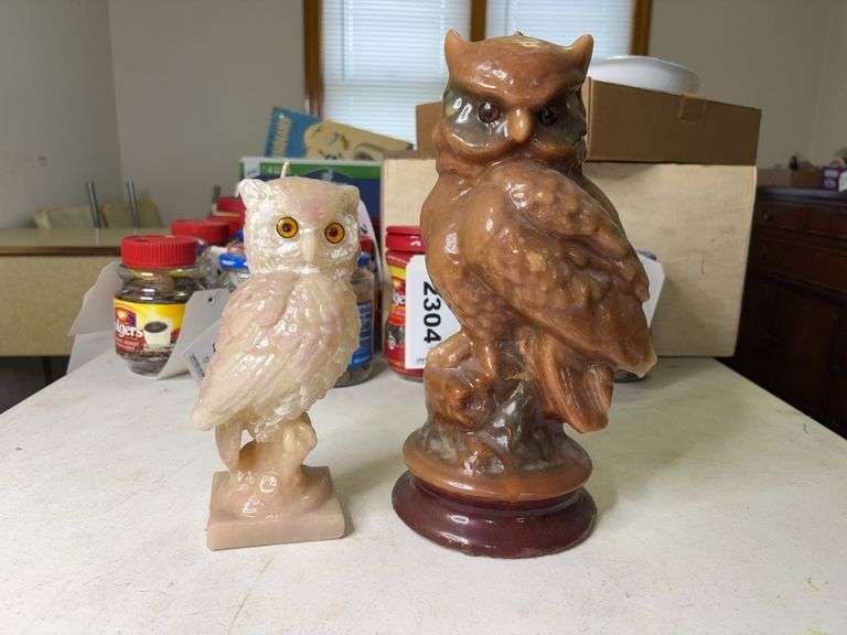 Decorative Figural Owl Candles 9in and 12in tall
