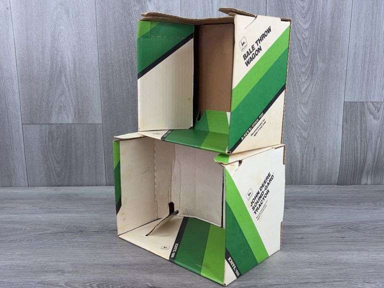 John Deere Sound-Gard-Stock #5506 & Bale Throw Wagon-Stock #522 Empty Boxes, 1/16, Ertl