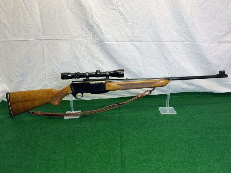 Browning .300 Cal Win Mag Semi Auto Rifle, Serial# 76553M70, 24.5” Barrel, 3x-9x Redfield Scope, Leather Sling, Booklet