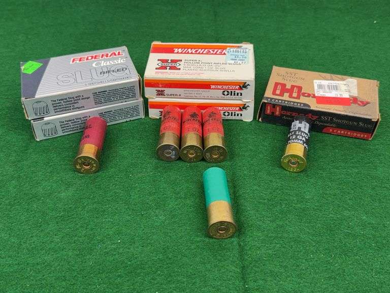 Federal-1 1/4 Oz., Winchester-1 Oz. & Hornady 12 GA. Rifled Slugs, 2 3/4”, Qty. 28
