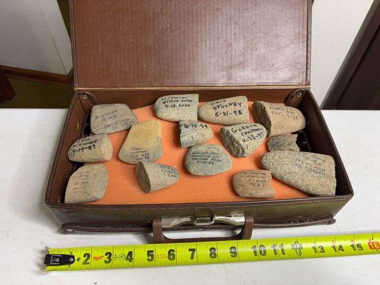 Lot Of Hammerstones And Celts In Case