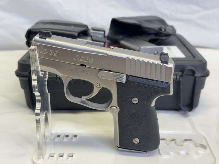 Kahr MK9 9MM Elite 03 Semi Auto Pistol, Serial# GC8038, 3” Barrel, Plastic Case, 4 Magazines, Leather Holster, Leather Magazine Holder