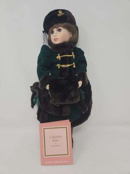 Catherine Rose porcelain doll by Janet Johnson, approx 17 in., Franklin Heirloom Dolls