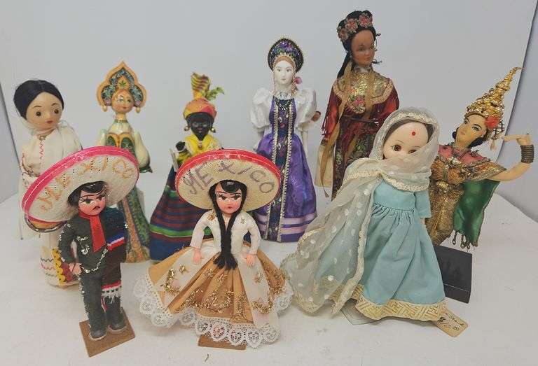 Small Dolls: Mexico, Russia, India, Caribbean, 7-10-in. In height