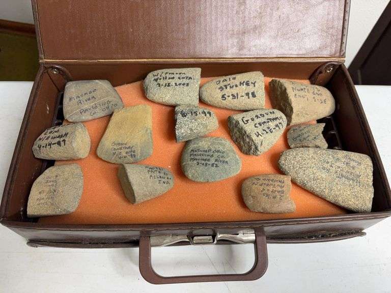 Lot Of Hammerstones And Celts In Case