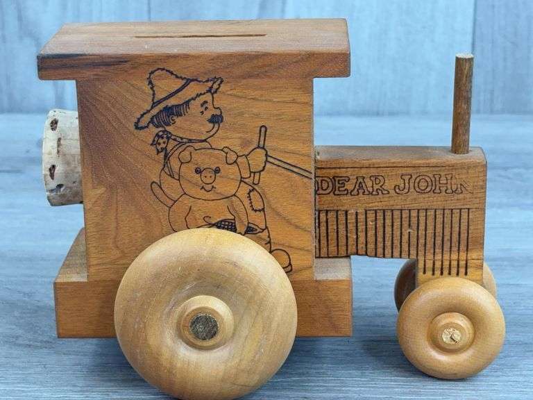 Dear John Wooden Tractor Bank, 6 1/2”, Toystalgia 1979