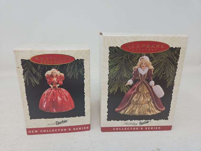 1993 & 1996 Hallmark Happy Holidays Barbie Ornaments, 1 & 4 in series