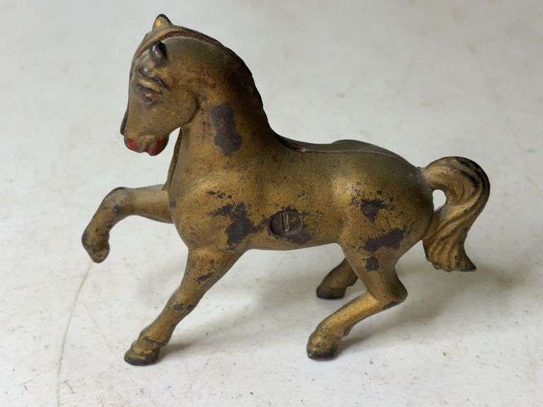 Cast Iron Prancing Horse Still Coin Bank