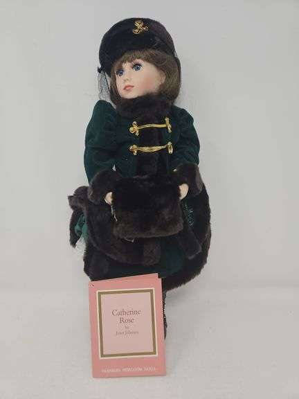 Catherine Rose porcelain doll by Janet Johnson, approx 17 in., Franklin Heirloom Dolls