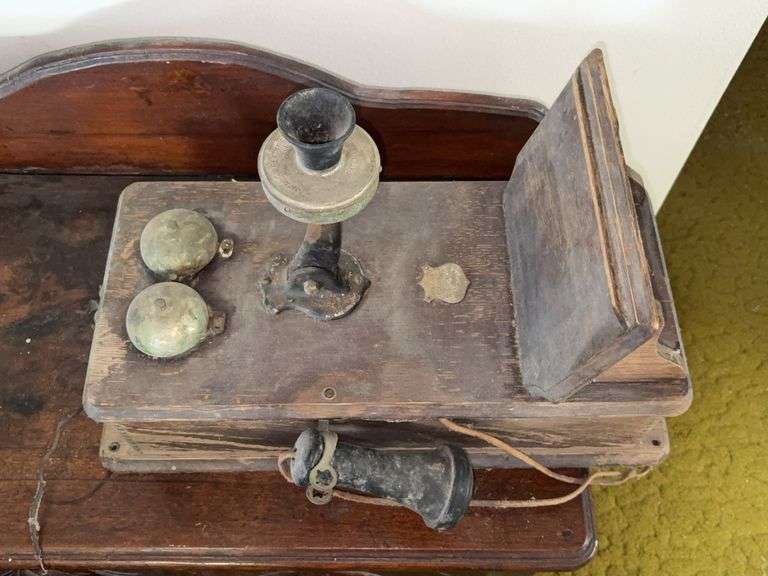 Antique American Electric Chicago Wall-Mount Crank Telephone, Oak Case