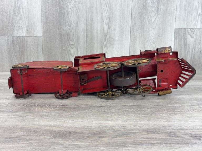 Clark Company Hill Climber Train Climber Engine & Tender, 21”L, Rolls When Pushed, Missing Smoke Stacks