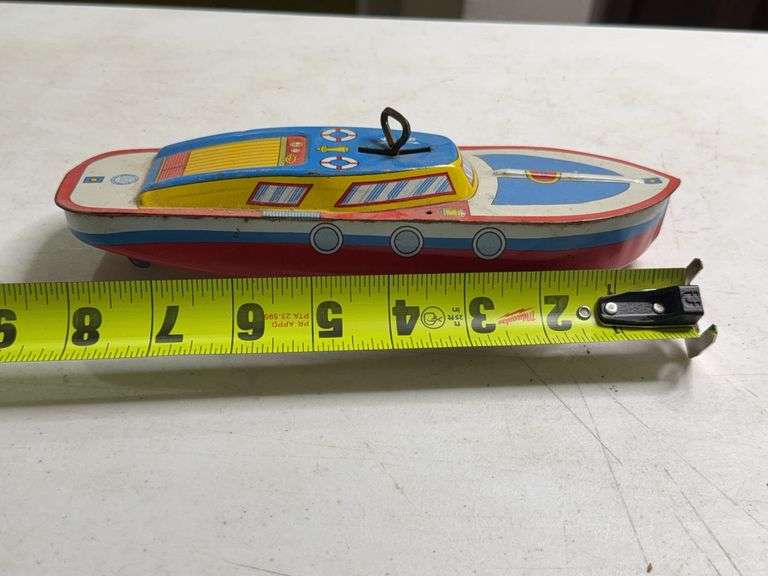 Ohio Art Tin Wind Up Speed Motor Boat Toy