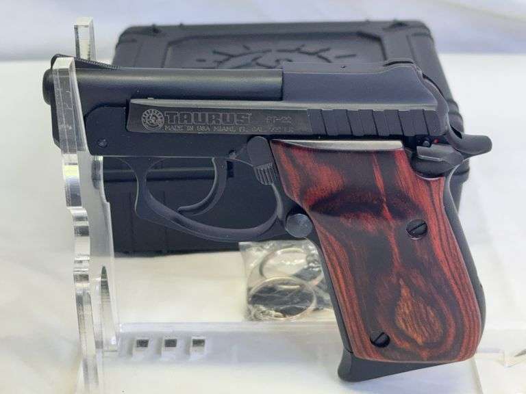 Taurus PT22 .22 LR Semi Auto Pistol, Serial #Z019871, 2 3/4” Barrel, Original Case, Rosewood Grips, Instruction Manual
