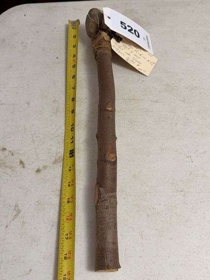 Stone Head Axe With Wooden Shaft 18in Long