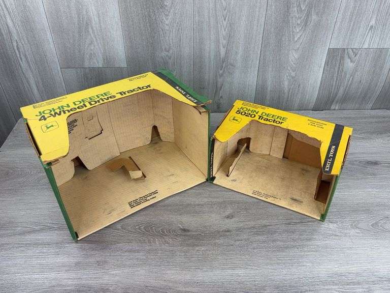 John Deere 4-Wheel Drive-Stock #597 & 5020 Tractor-Stock #555 Empty Boxes, 1/16, Ertl Toys