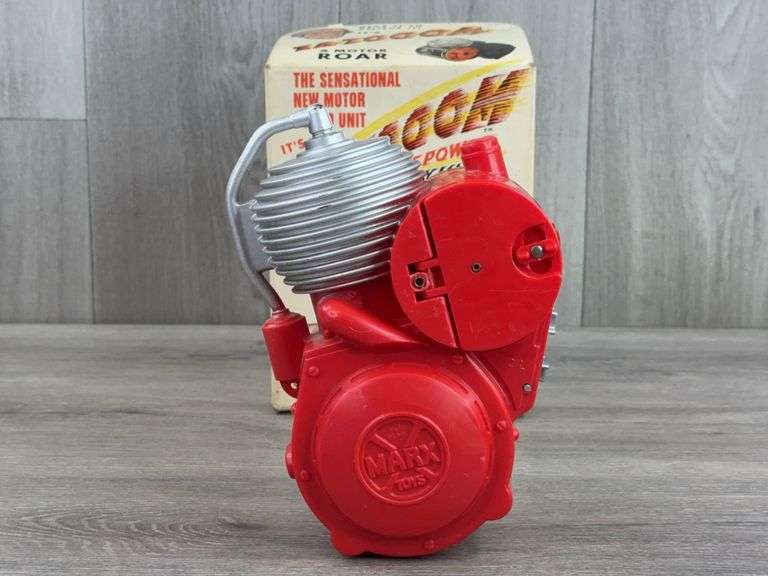 Marx Toys Battery Powered Motor Sound Unit, 8”H, Original Box-Torn End Flaps, Clean Battery Compartment, Mounting Hardware Included