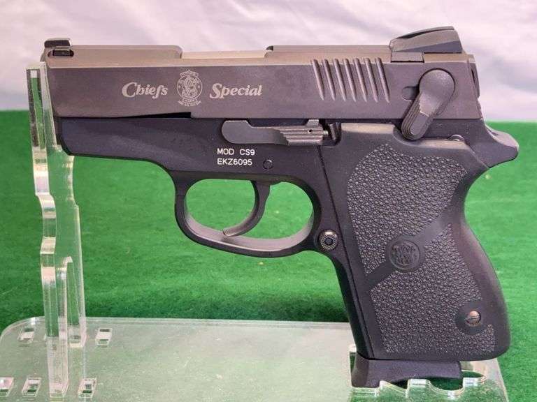 Smith & Wesson Model CS9 9MM Semi Auto Pistol, Serial# EKZ6095, Chiefs Special, 3” Barrel, Plastic Case, 2 Magazines, Gun Lock