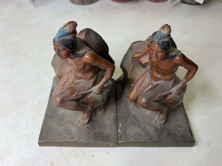 Pair of Native American Scout Book Ends