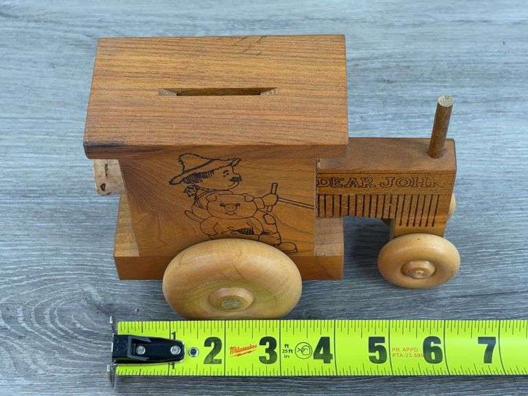 Dear John Wooden Tractor Bank, 6 1/2”, Toystalgia 1979