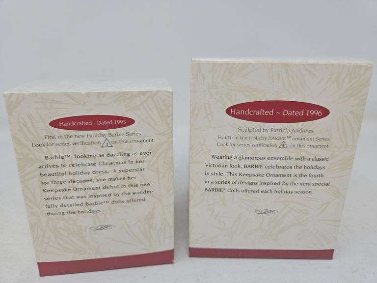 1993 & 1996 Hallmark Happy Holidays Barbie Ornaments, 1 & 4 in series