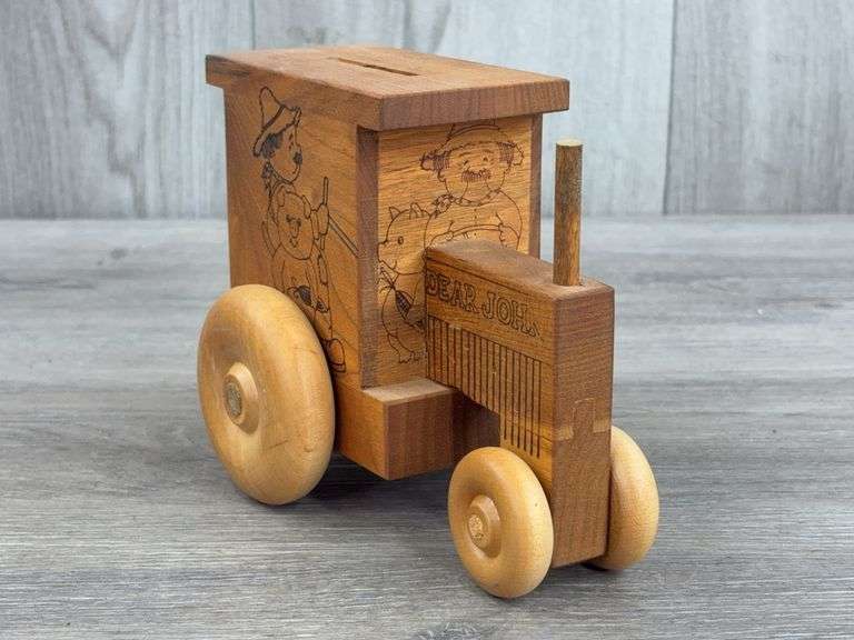 Dear John Wooden Tractor Bank, 6 1/2”, Toystalgia 1979