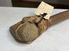 Stone Head Axe With Wooden Shaft 18in Long