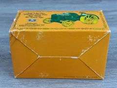 Empty Boxes-John Deere RC, 6410 W/Loader & 1923 D-1/16; Trailfire Snowmobile-1/10, Truck Bank-1/25; Gearbox Gas Pump; Miniature Toy Tractors-1/64