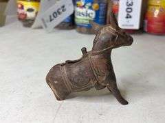 Brass & Cast Mini Cannon Replica and Broken Cast Iron Mule Coin Bank