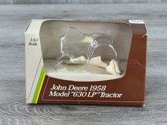 John Deere DC-3 Airplane Empty Box-SpecCast; Model A 40th Anniversary Empty Box, 1/16; JD Model A & 630LP, MH 44 & Case 500 Empty Boxes-1/43, Ertl; JD Cotton Picker Empty Box-1/80