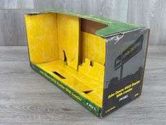 Empty Boxes-John Deere RC, 6410 W/Loader & 1923 D-1/16; Trailfire Snowmobile-1/10, Truck Bank-1/25; Gearbox Gas Pump; Miniature Toy Tractors-1/64