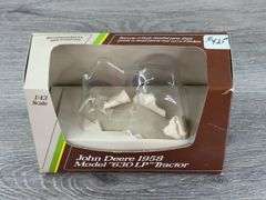 John Deere DC-3 Airplane Empty Box-SpecCast; Model A 40th Anniversary Empty Box, 1/16; JD Model A & 630LP, MH 44 & Case 500 Empty Boxes-1/43, Ertl; JD Cotton Picker Empty Box-1/80