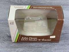 John Deere DC-3 Airplane Empty Box-SpecCast; Model A 40th Anniversary Empty Box, 1/16; JD Model A & 630LP, MH 44 & Case 500 Empty Boxes-1/43, Ertl; JD Cotton Picker Empty Box-1/80