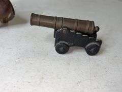 Brass & Cast Mini Cannon Replica and Broken Cast Iron Mule Coin Bank