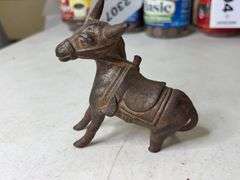 Brass & Cast Mini Cannon Replica and Broken Cast Iron Mule Coin Bank