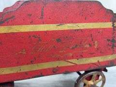 Clark Company Hill Climber Train Climber Engine & Tender, 21”L, Rolls When Pushed, Missing Smoke Stacks