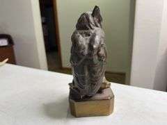 Brass Owl Sculpture Figural On Stacked Books