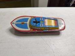 Ohio Art Tin Wind Up Speed Motor Boat Toy