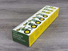 Empty Boxes-John Deere RC, 6410 W/Loader & 1923 D-1/16; Trailfire Snowmobile-1/10, Truck Bank-1/25; Gearbox Gas Pump; Miniature Toy Tractors-1/64