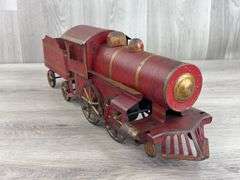 Clark Company Hill Climber Train Climber Engine & Tender, 21”L, Rolls When Pushed, Missing Smoke Stacks