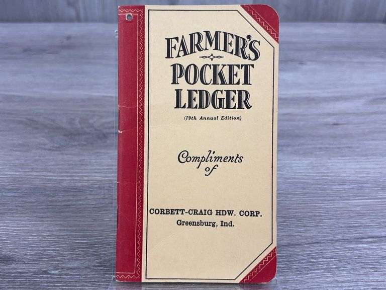 1945 Farmer's Pocket Ledger, Corbett-Craig Hdw. Corp., Greensburg, Indiana