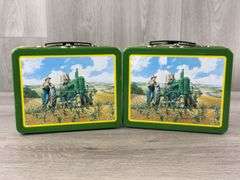 2 John Deere Metal Lunch Pails, 7 3/4” Wide