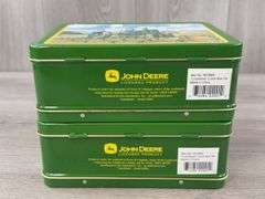 2 John Deere Metal Lunch Pails, 7 3/4” Wide