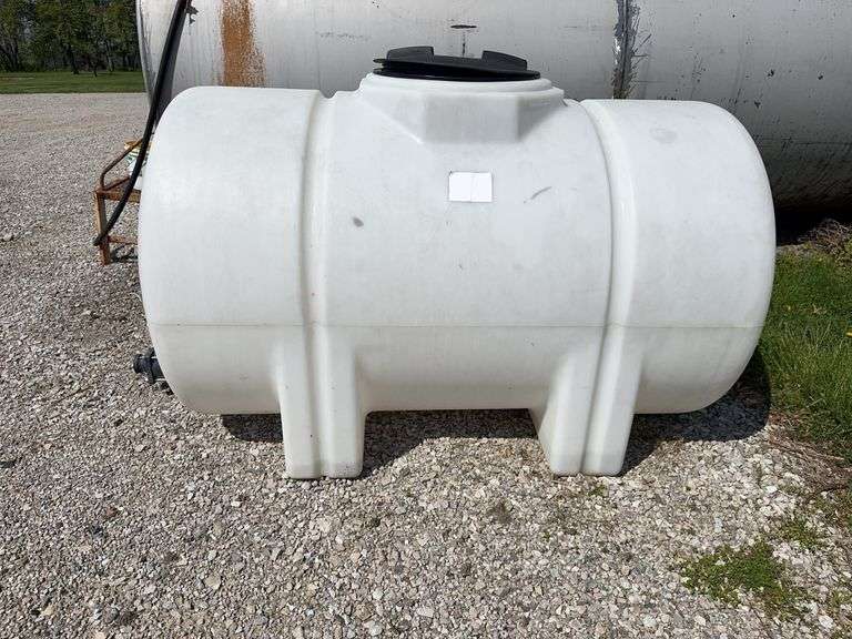 White Poly Chemical Tank - 300 Gal (Lid is warped and missing small lid)