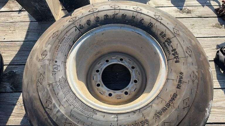 Goodyear 12.5L-15 Tire and 8 Bolt Rim