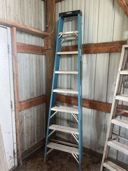 Werner Blue Fiberglass Single Sided Step Ladder 8 Foot