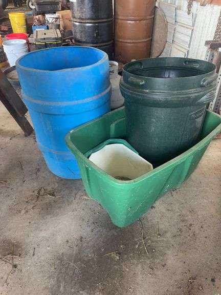 Assorted Utility Storage Bins Including Rubbermaid Container And Libman Bucket