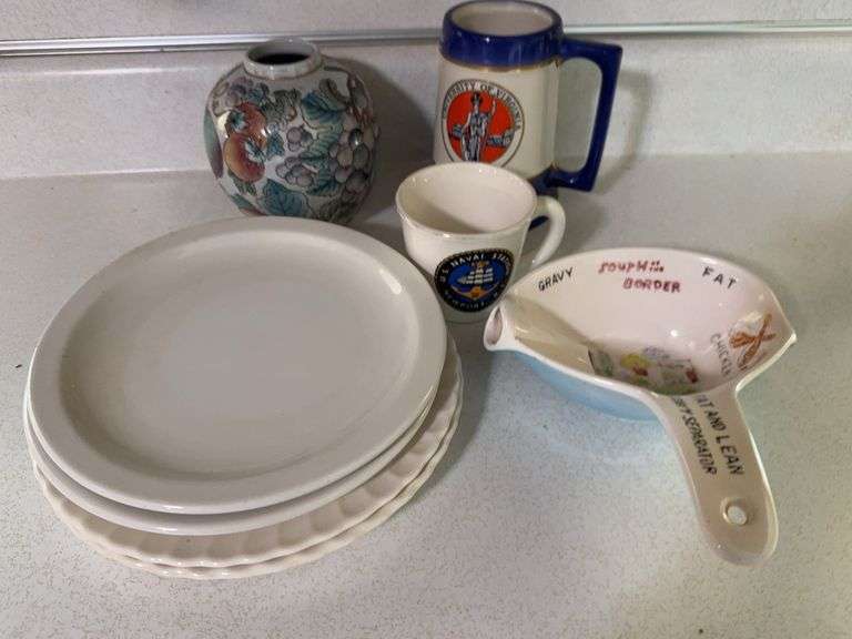 Mixed Estate Lot University Virginia Stein Naval Mug Asian Vase